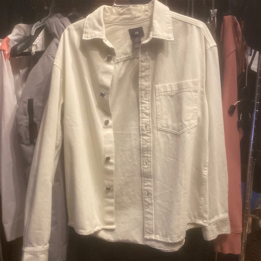 White denim H&M shirt